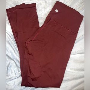 Lululemon Wunder Train Burgundy Leggings 25in Size 6